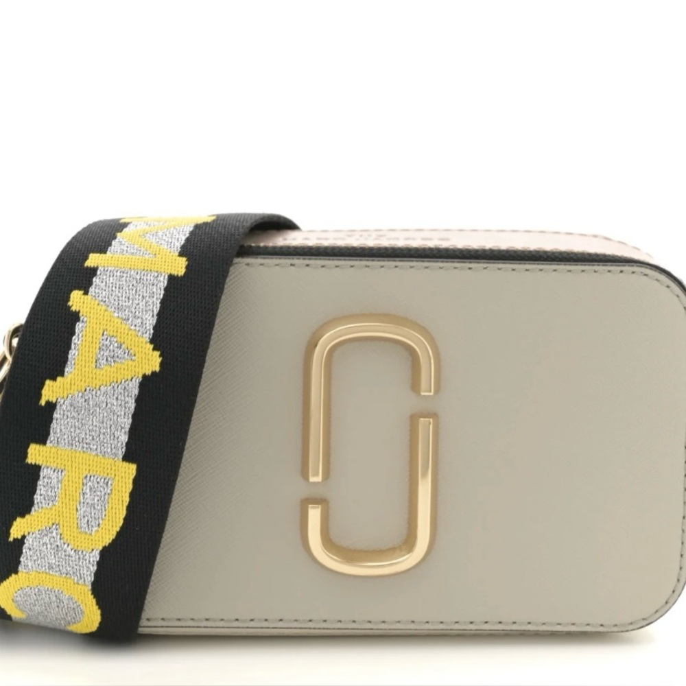 Marc Jacobs Black and Cream Crossbody Bag with Yellow Accents